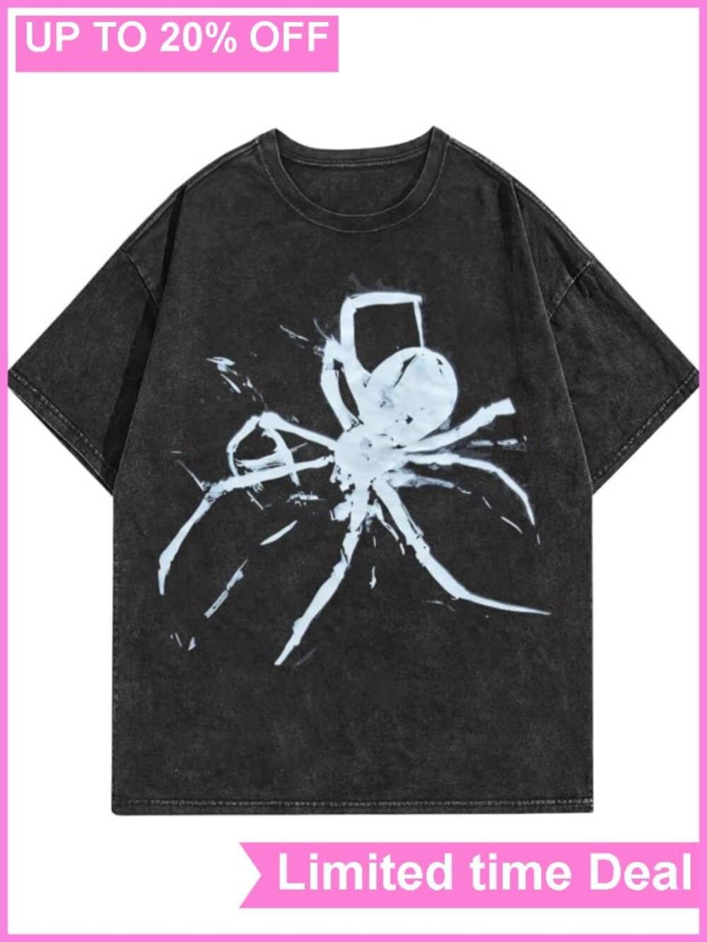 Oversized Spider Graphic Cotton T-Shirt Streetwear Tee